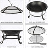 Outdoor Fire Pit Wood Burning BBQ Round Bowl With Screen Cover - TrendzPeak